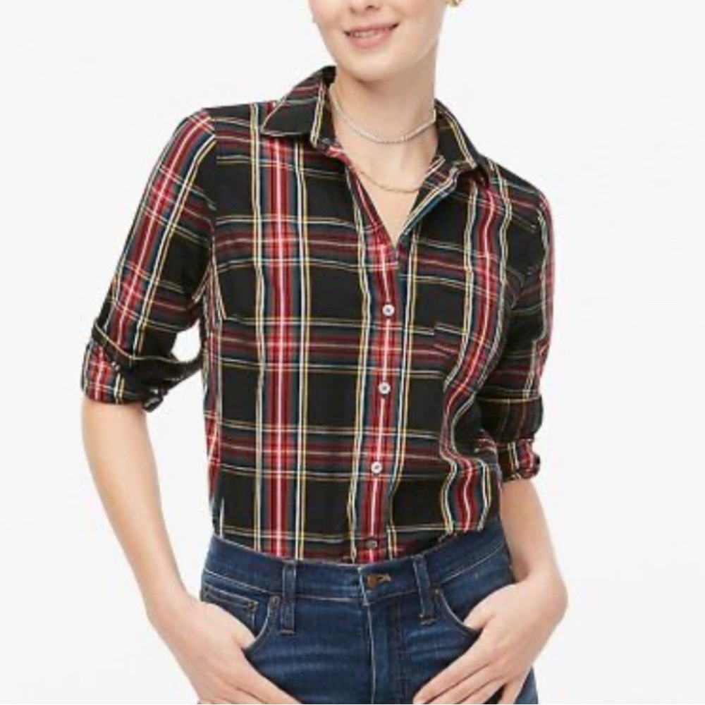 J. Crew Factory Perfect Shirt Tartan Plaid Button-Up Shirt